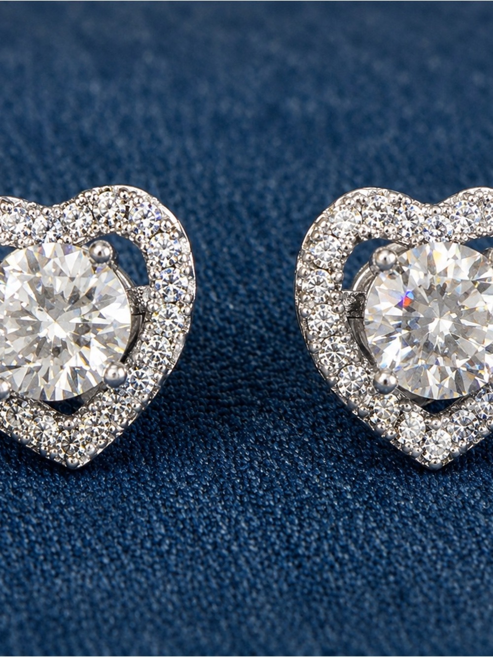 Heart Halo Moissanite Stud Earrings – S925 Sterling Silver – GRA Certificate
